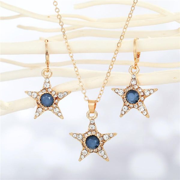 

hoop & huggie 1pair bohemia zircon star earrings for women wedding jewelry fashion cute crystal geometric necklace choker chain, Golden;silver