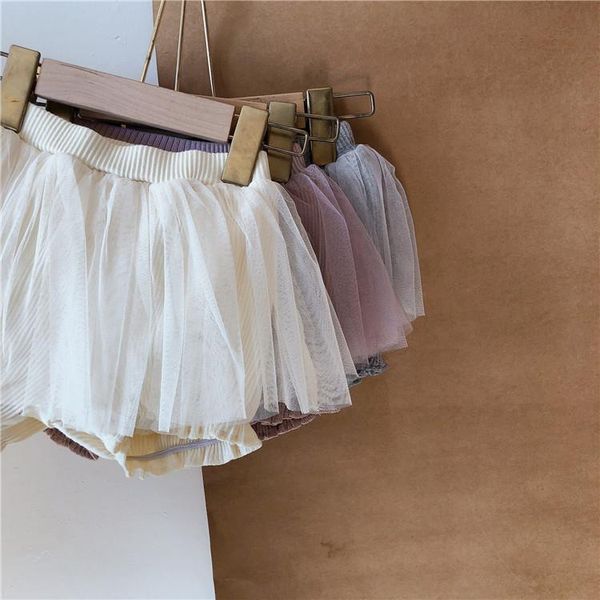 

girls' yarn skirt shorts baby korean children's summer cute lace mesh pants, Black