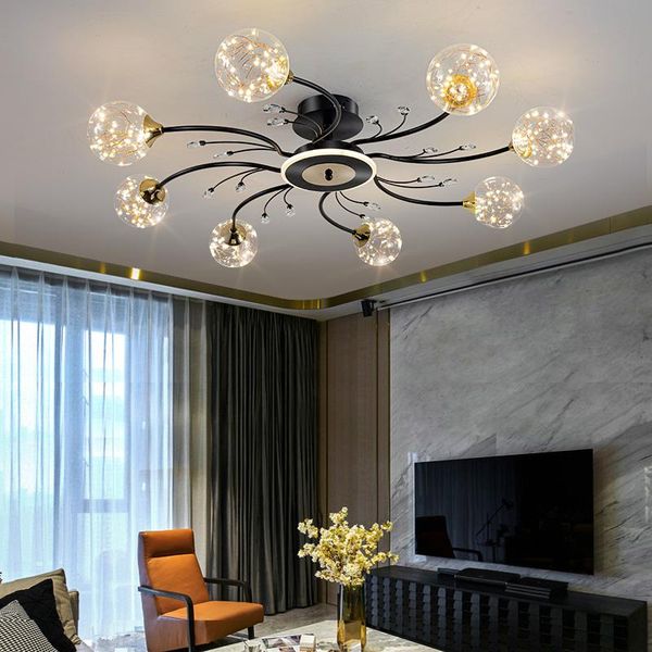 

chandeliers northern europe glass balls led chandelier black gold branches style ceiling lamp living dining room bedroom lighting fixtures