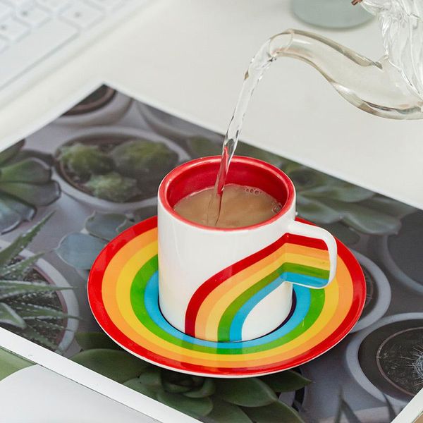 

mugs rainbow coffee cup set valentine's day year gift