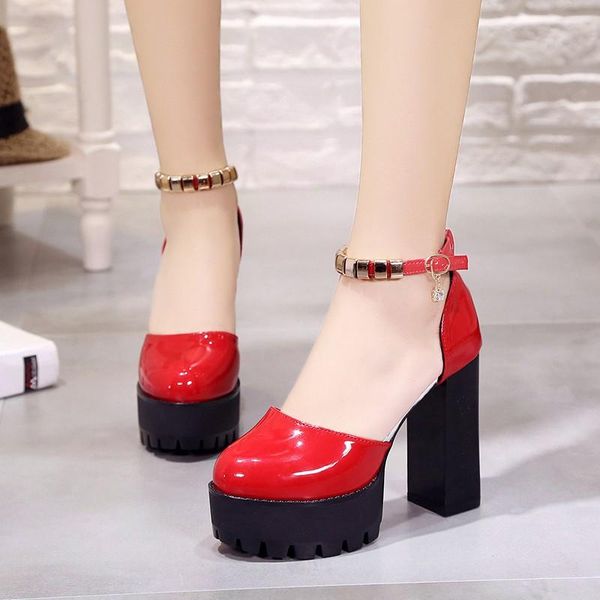 

mary jane women high heels black pumps female platform spring thick with autumn round single shoes dress