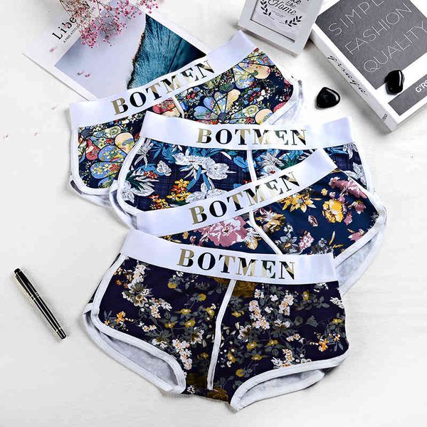 

men's aro pants loose breathable printed boxer korean version male students middle waist cotton underwear head, Black;white