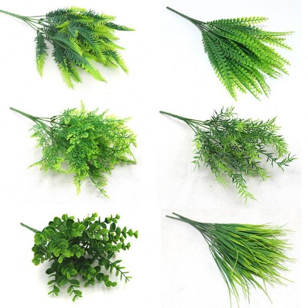 

decorative flowers & wreaths 7 branches artificial plants eucalyptus grass plastic ferns green leaves fake flower plant wedding home decorat
