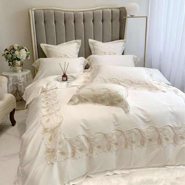 

bedding sets 4pcs/set french noble white lace high-end imperial 100 cotton long staple four-piece set of home textiles
