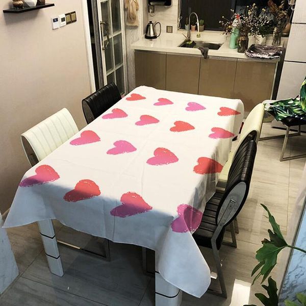 

table cloth red heart-shape tablecloth waterproof polyester printed tablecloths small fresh cute home dining