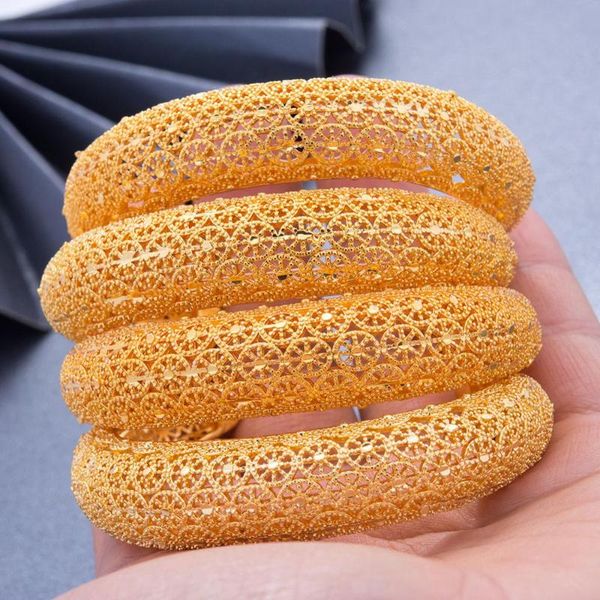 

bangle 4pcs/lot dubai gold color bangles bracelets african bridal wedding gifts for women bracelet daily wear jewelry, Black