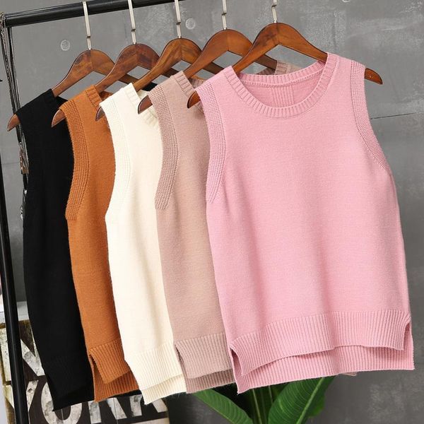

women's vests womens winter outerwear spring wear waistcoat and korean version knitted sweater woman, Black;white