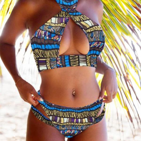 

women's swimwear summer colorful geometric print bikini set women two-piece without steel ring vacation, White;black