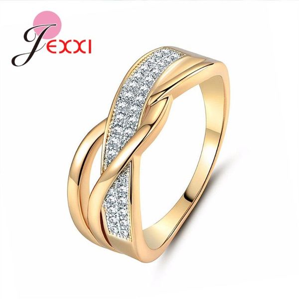 

cluster rings women fashion style finger 925 sterling silver gold color wide for birthday party jewelry gifts, Golden;silver