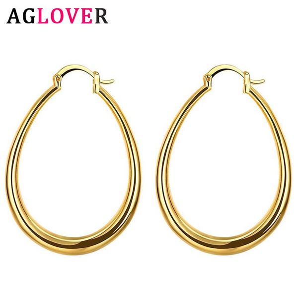 

44mm 925 sterling silver gold/rose gold smooth circle u earrings for women fashion wedding birthday jewelry gift stud, Golden;silver