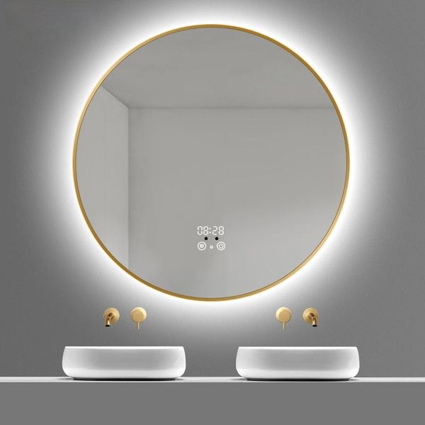 

mirrors mount light digital mirror defogger bathroom circle gold magnifying with vanity espejo decorative