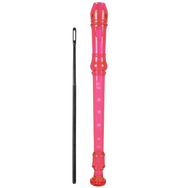 

red recorder flute 8 hole key of c beginner musical instrument with cleaning rod