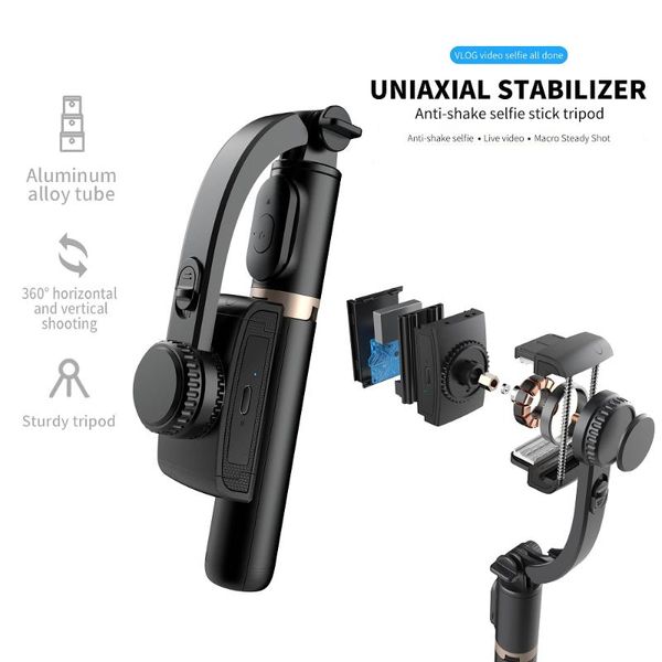 

selfie monopods q08 flexible stick handheld gimbal stabilizer with bluetooth shutter tripod for smartphone action camera video record