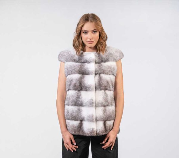 Pur Faux feminino 2021 Ladies Natural Mink Vest Genuine Cross Warm Winter Fashion Casual Casual