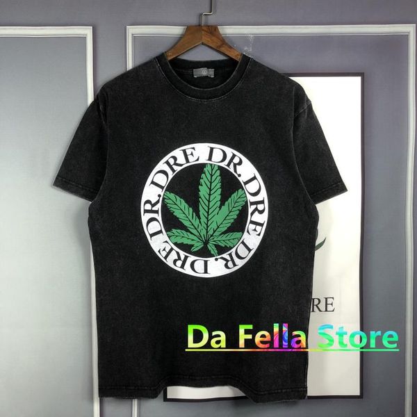 

men's t-shirts 2021ss summer t-shirt men women hip hop music tee leaf washed old short sleeve, White;black