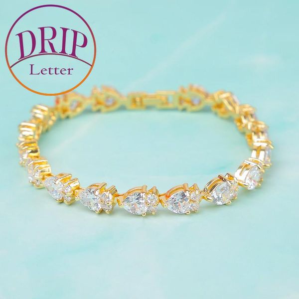 

link, chain men wholesale bracelets gold color hip hop copper jewelry, Black