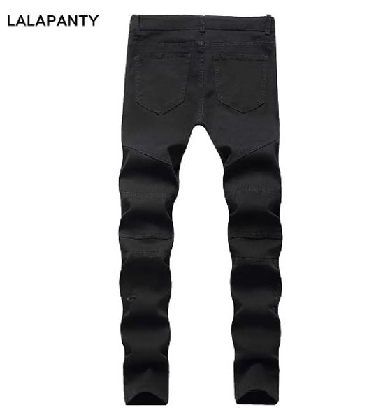 

lalapanty clothing jeans slp blue/black destroyed mens slim denim straight biker skinny jean men ripped pantsw326