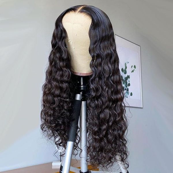 

180% density soft black water wave brazilian human hair 13x4 lace front wigs for women with babyhair natural hairline glueless, Black;brown
