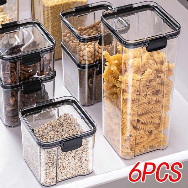 

storage bottles & jars tank food container 6pcs variety sizes sealed glass kitchen miscellaneous grain organizer cereal coffee sugar