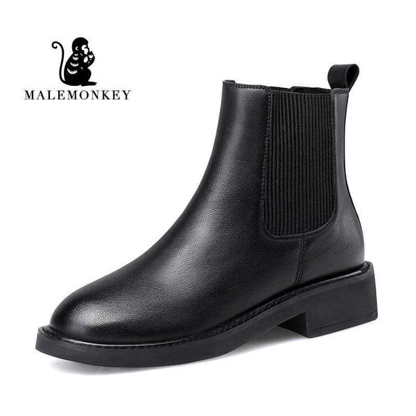 

chelsea boots women winter short plush ankle boots chunky winter shoes leather female boots fashion platform booties black y0914