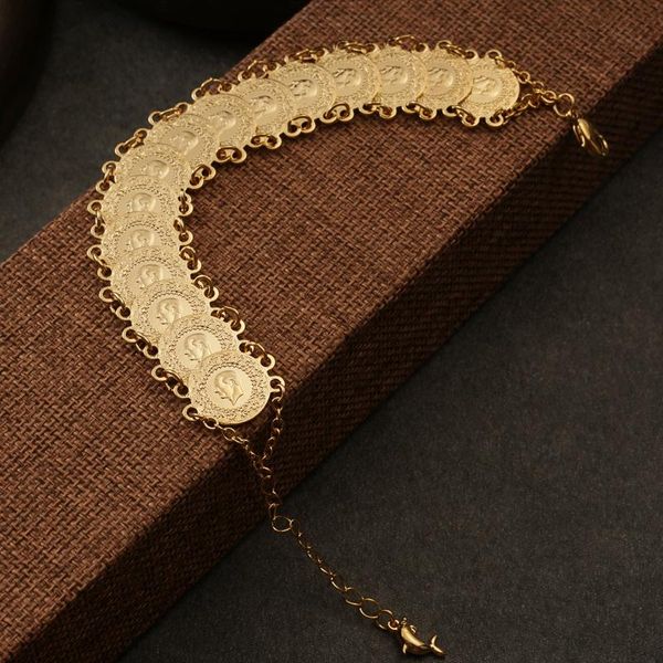 

charm bracelets fashion middle eastern arab muslim money coin bracelet women gold jewelry accessories gift turkey bride, Golden;silver