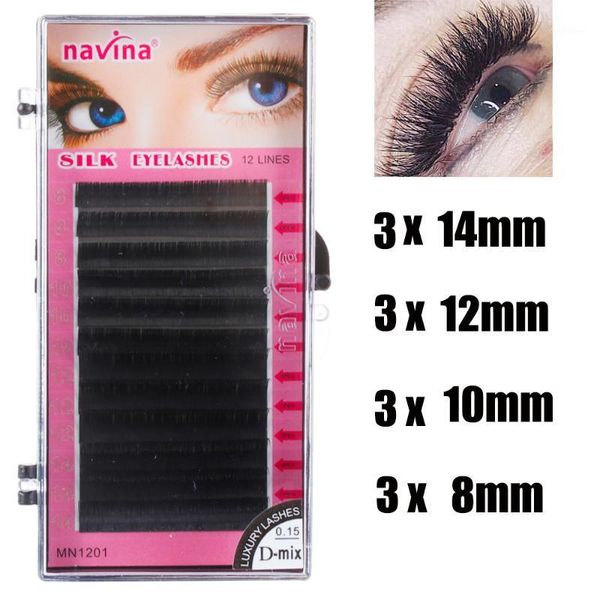 

rows mixed length fuax mink individual false eyelashes fake lash semi permanent extensions natural volume1