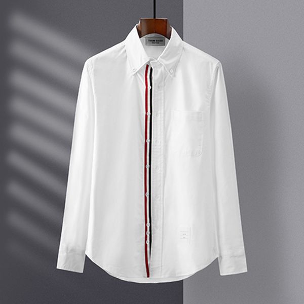

men's and women's tb spring autumn oxford spinning long sleeve casual academy style youth ribbon trend hsome shirt men, White;black