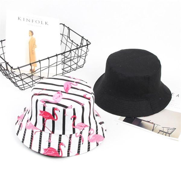 

cloches ldslyjr flamingo animal print bucket hat fisherman outdoor travel sun cap hats for men and women 274, Blue;gray