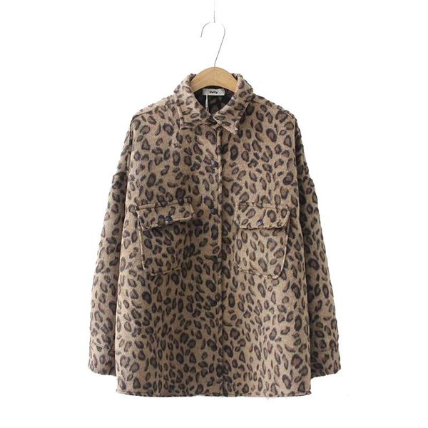 

women's jackets leopard print coat for women 2021 spring and autumn korean style lapel long sleeve large size loose harajuku jacket, Black;brown