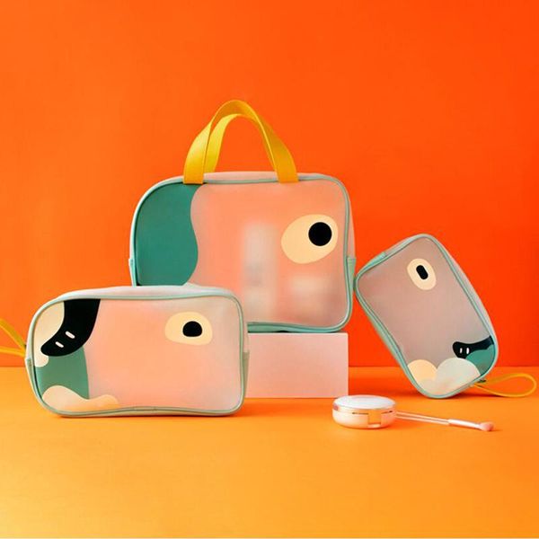 

transparent cartoon travel waterproof organizer fashion bath wash makeup bag women beautician cosmetic bags storage