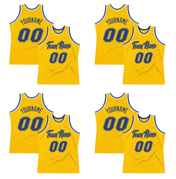 

custom gold royal-white authentic throwback basketball jersey, Black
