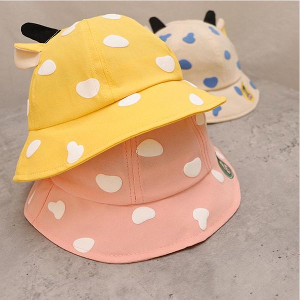 

lovely baby hat cartoon cows ears girl boy fisherman breathable mesh cap summer beach sun infant bonnet caps & hats, Yellow
