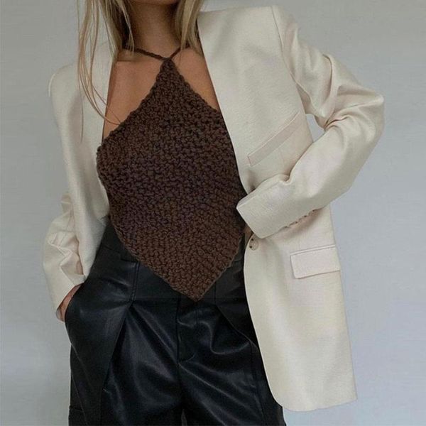 

camisoles & tanks 2021 club camisole backless hang a neck crop street activity tank female gothic casual vogue y5p7, Black;white