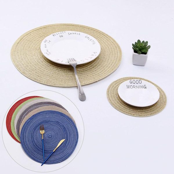 

mats & pads round linen mat solid color placemat non slip table kitchen accessories decoration home pad