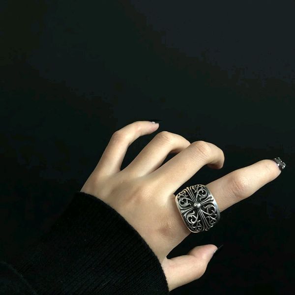 

classic crosin ch croquet crusader flower six star thai silver men's ring