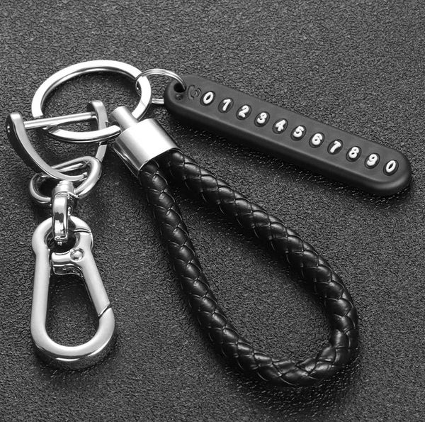 

car keychains loss prevention number plate woven rope pendant key ring, Silver
