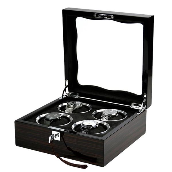 

watch boxes & cases 2/6/9 slots ebony wooden box organizer for mechanical display pillows collection storage piano lacquer gift, Black;blue