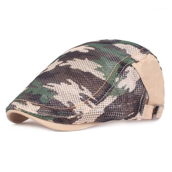 

berets fashion mesh visor summer beret camouflage forward breathable cap, Blue;gray