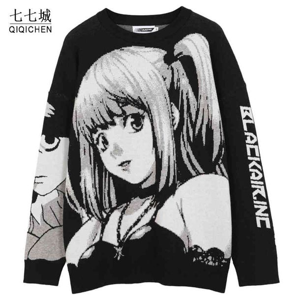 

men's and women's knitted vintage sweaters, harajuku, gothic, japan, spring, White;black