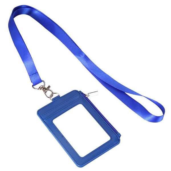 

card holders multi slot neck strap vertical id badge holder bus pass clear pocket fashion pu leather coins retractable lanyard, Brown;gray
