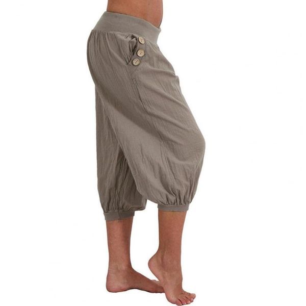 

women's pants & capris capri lantern shape loose casual women solid color bloomers short trouser seven, Black;white