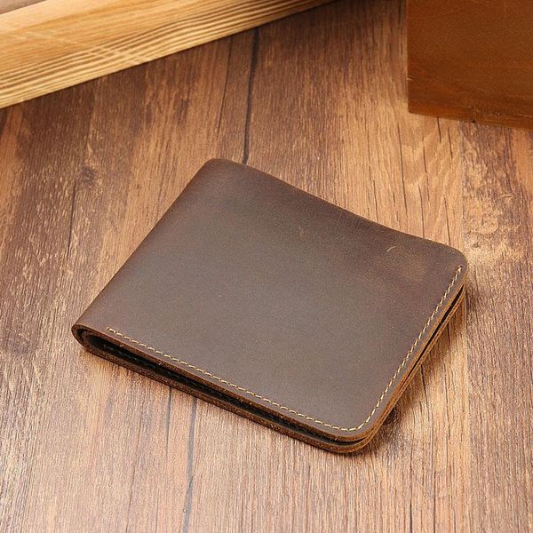 

supply men's wallet leather horizontal short retro casual wallets, Red;black