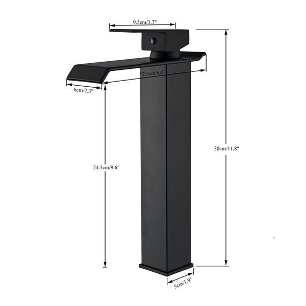 

bathroom sink faucets square tall black chrome nickel water basin faucet cold mixer crane tap wide spout deck mount style kyc6
