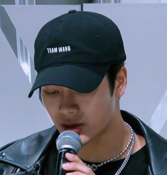 

ball caps idol producer jackson wang same team letter embroidery baseball black men and women peaked cap, Blue;gray
