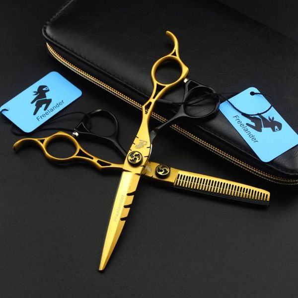 

hair scissors 6.0 inch gold hollow handle paint jewel three teeth sword back hairdressing flat shears tooth thin