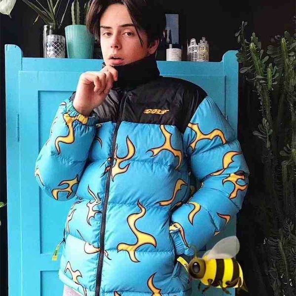

golf wang blue fire down jacket ins couple bx82, Black;brown