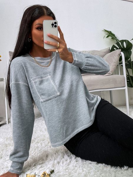 

stitching drop shoulder patched pocket tee v4gu#, White