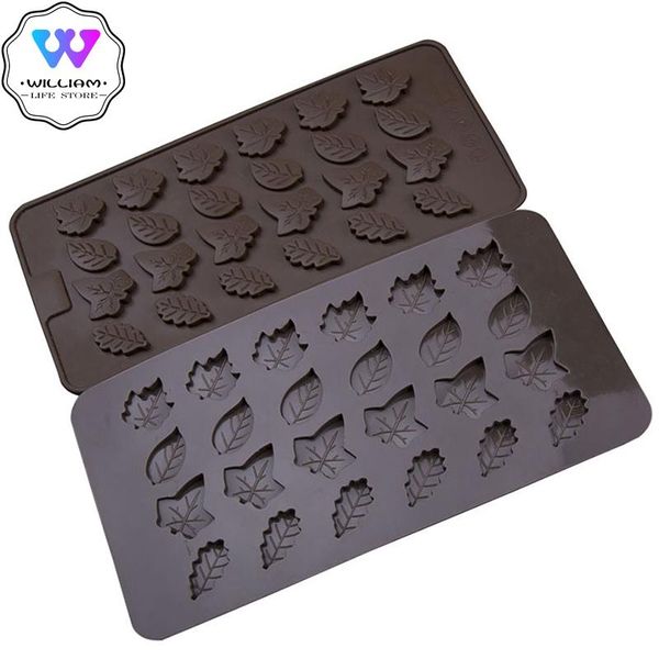 

baking moulds 24 leaves 3d leaf shape silicone cake mold chocolate cupcake ice soap butter small brownies mould party cookie tools