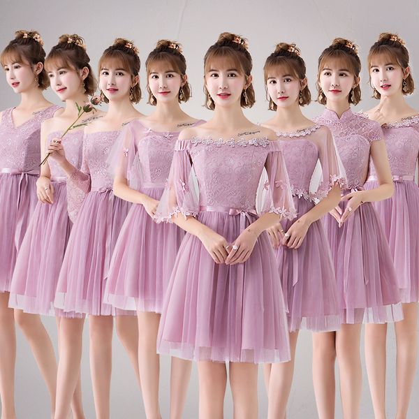 

popodion bridesmaid dress bridemaid dress sisters wedding party dress pink wed90581, Black;gray