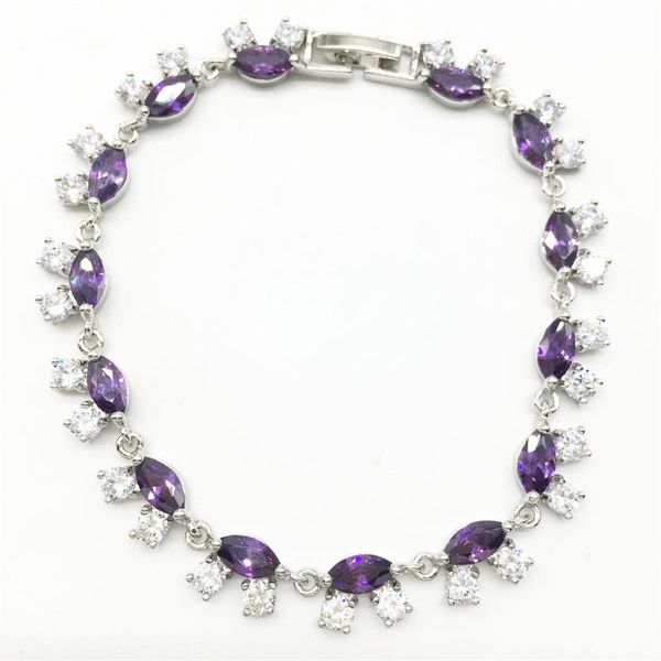

zircon bracelet unique design trendy white plated luxury purple cubic zirconia jewelry chain bracelets wholesale link,, Black